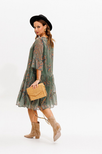 Платье Anastasia 1110 зеленый(принт_цветы) - фото 12