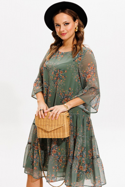 Платье Anastasia 1110 зеленый(принт_цветы) - фото 8