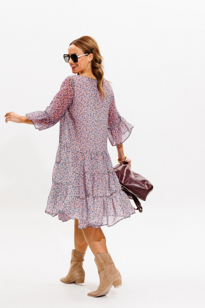 Платье из шифона с воланами и вырезом лодочкой Anastasia 1110 лавандовый - фото 15