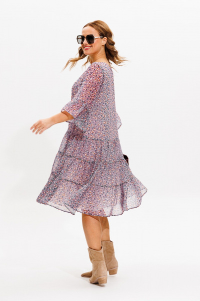 Платье из шифона с воланами и вырезом лодочкой Anastasia 1110 лавандовый - фото 14