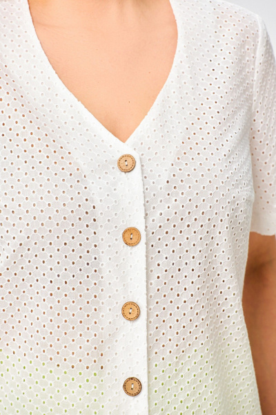 Блуза прямого силуэта из хлопка с V-образным вырезом Swallow 743.2 белый - фото 9