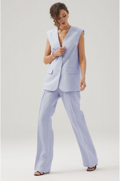 Летний комплект из льняных брюк и жилета с карманами Lyushe 3797 - фото 4