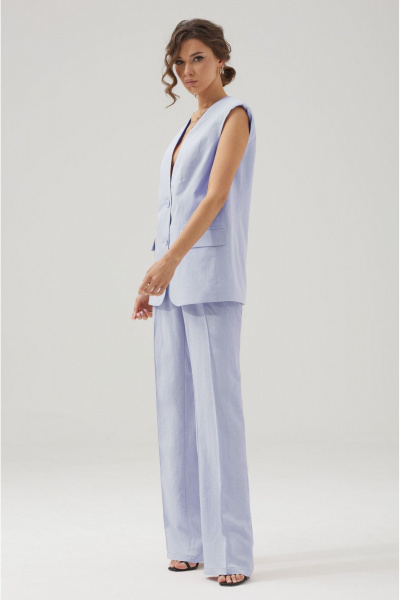 Летний комплект из льняных брюк и жилета с карманами Lyushe 3797 - фото 3