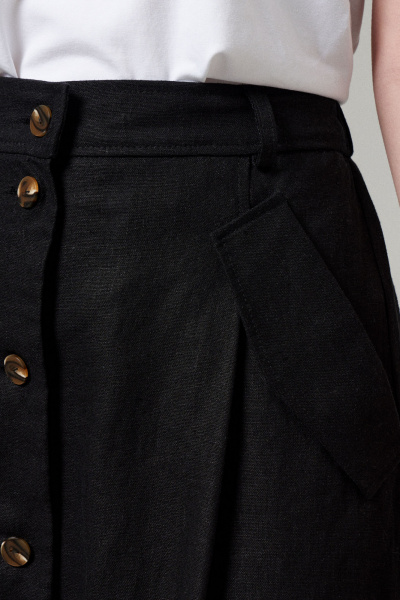 Легкая черная юбка А-силуэта из вискозной ткани с карманами и складками Панда 185950w черный - фото 3