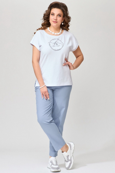 Голубые джинсы зауженные с карманами и резинкой на спинке Fita 20233 серо-голубой - фото 1