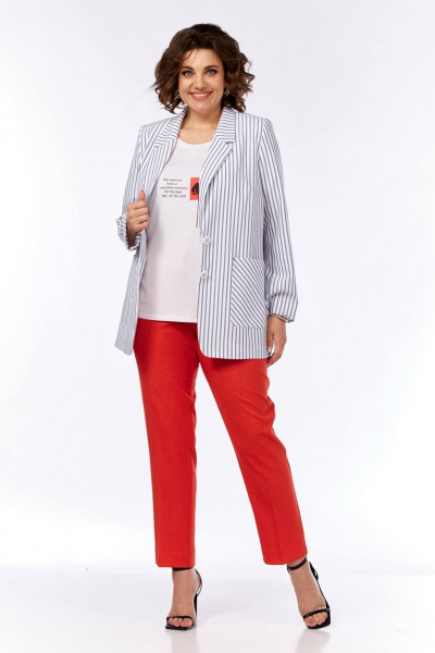 Брюки, жакет, футболка Милора-стиль 1220 крупная_полоска - фото 1