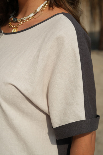 Платье Vittoria Queen 20643/1 серо-бежевый-молочный - фото 6