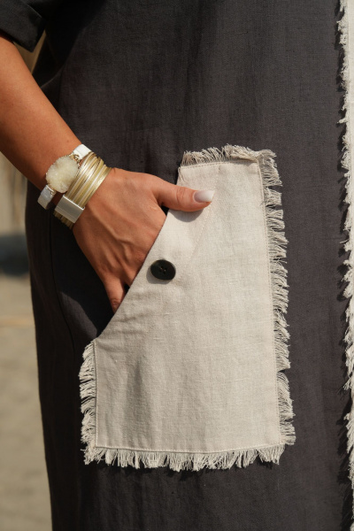 Платье Vittoria Queen 20643/1 серо-бежевый-молочный - фото 5