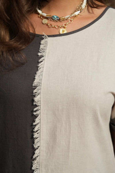 Платье Vittoria Queen 20643/1 серо-бежевый-молочный - фото 4