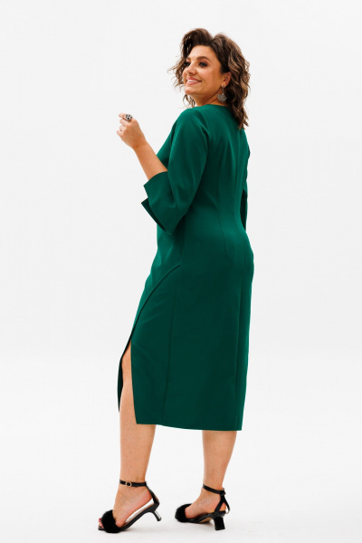 Платье нарядное с разрезами и молнией по спинке Anelli 1431.1 изумруд - фото 4