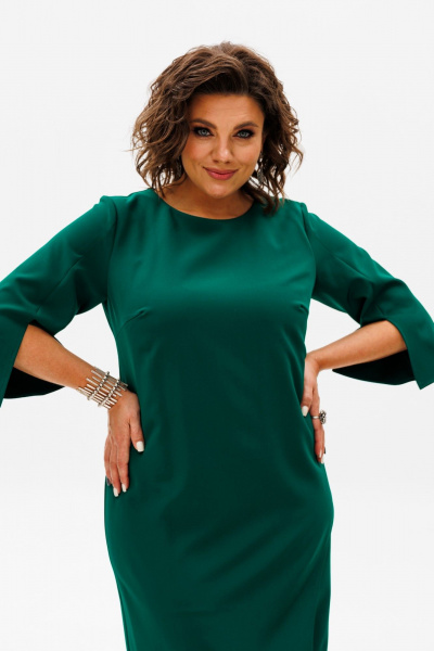 Платье нарядное с разрезами и молнией по спинке Anelli 1431.1 изумруд - фото 2