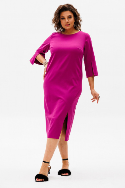 Платье нарядное с разрезами и молнией по спинке Anelli 1431.1 виноград - фото 5