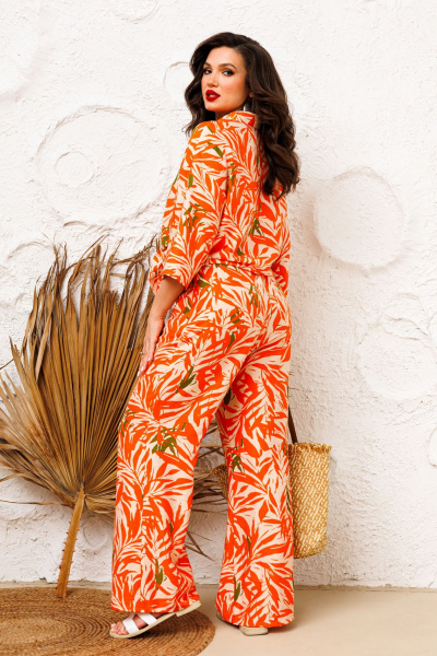Брюки и рубашка летний комплект с принтом AGATTI 5286 беж_оранжево-зеленый - фото 2