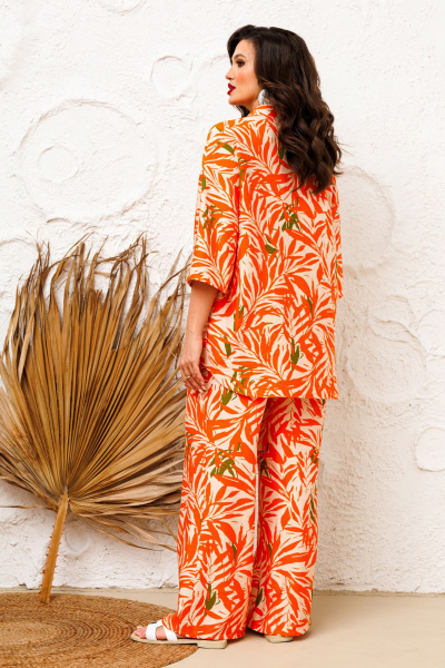Брюки и рубашка летний комплект с принтом AGATTI 5286 беж_оранжево-зеленый - фото 7