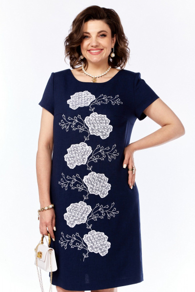 Летнее платье А-силуэт из льна с вышивкой Grace for you 1038 - фото 4