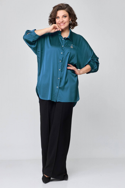 Удлиненная рубашка свободного кроя из шёлка Solomeya Lux 968 бутылка - фото 5