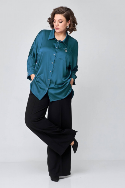 Удлиненная рубашка свободного кроя из шёлка Solomeya Lux 968 бутылка - фото 4