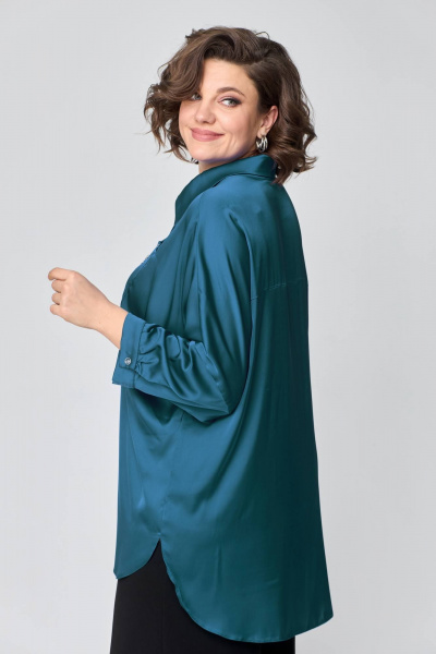 Удлиненная рубашка свободного кроя из шёлка Solomeya Lux 968 бутылка - фото 2