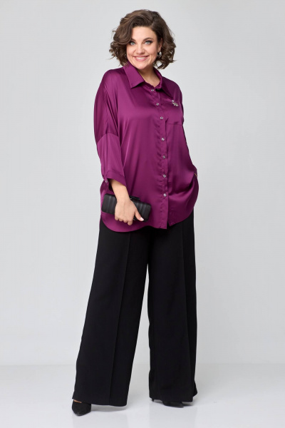 Демисезонная рубашка с карманом и спущенной линией плеч Solomeya Lux 968 винный - фото 6