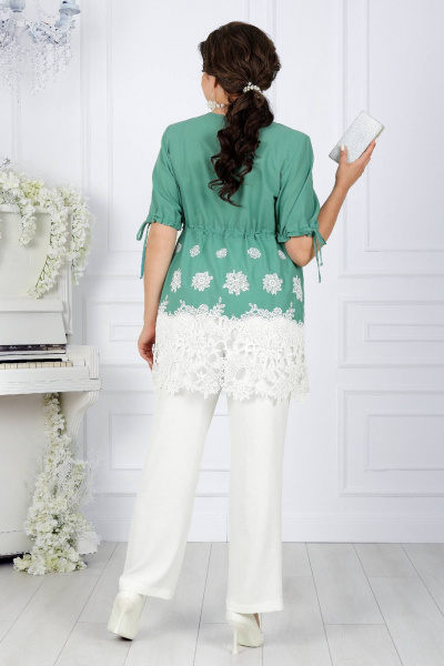 Летний брючный костюм из хлопка с кулисами Ninele 7417 фисташка - фото 8
