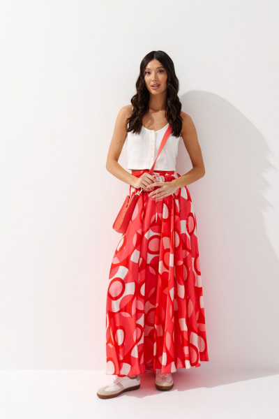 Юбка солнце из струящегося текстиля с карманами и кулиской ANNETE A392 - фото 1