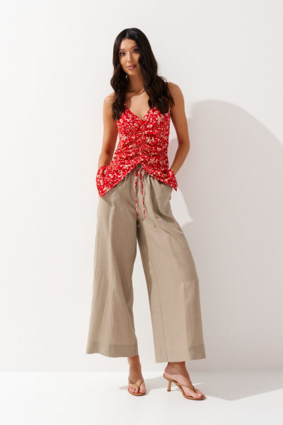 Блуза прямая с декоративной сборкой из текстиля ANNETE A715 - фото 2