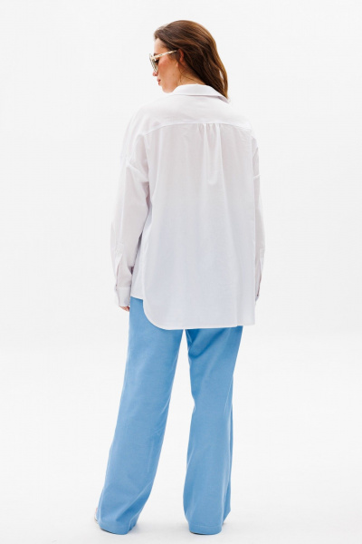 Белая рубашка оверсайз из хлопкового текстиля NikVa 531-1 белый - фото 4