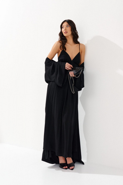 Кардиган свободный из вискозы с разрезами и поясом ANNETE A910 - фото 6