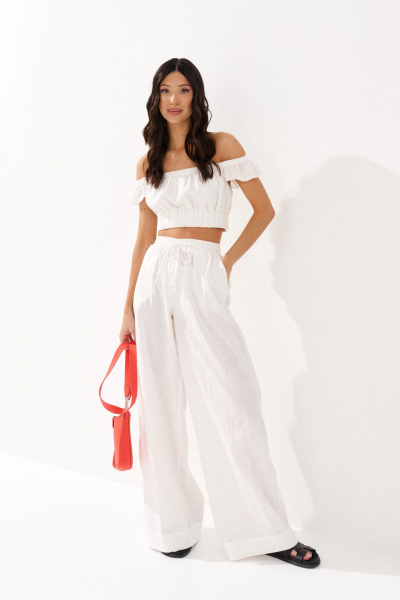 Рубашка белая из текстиля с классическими деталями ANNETE A918 - фото 1