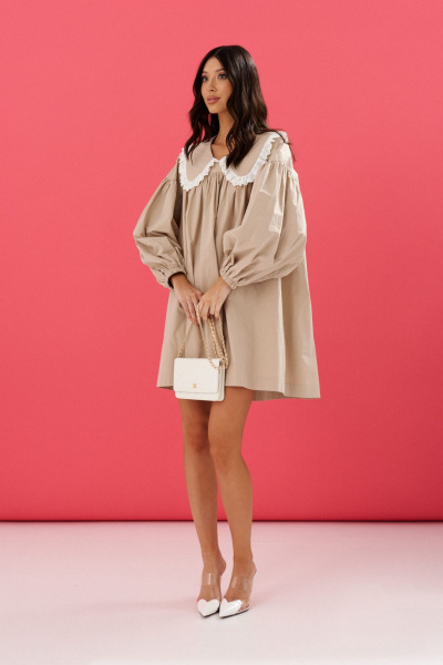 Платье свободного кроя с кружевым воротником из хлопка ANNETE A3538/1 - фото 7