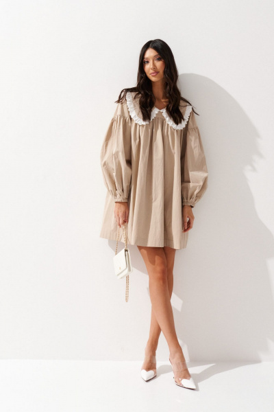 Платье свободного кроя с кружевым воротником из хлопка ANNETE A3538/1 - фото 6