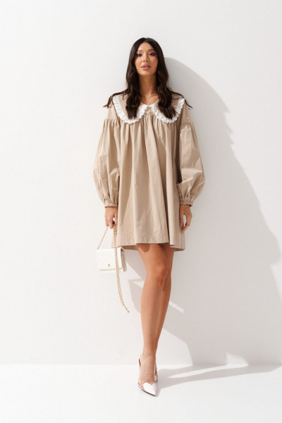 Платье свободного кроя с кружевым воротником из хлопка ANNETE A3538/1 - фото 5