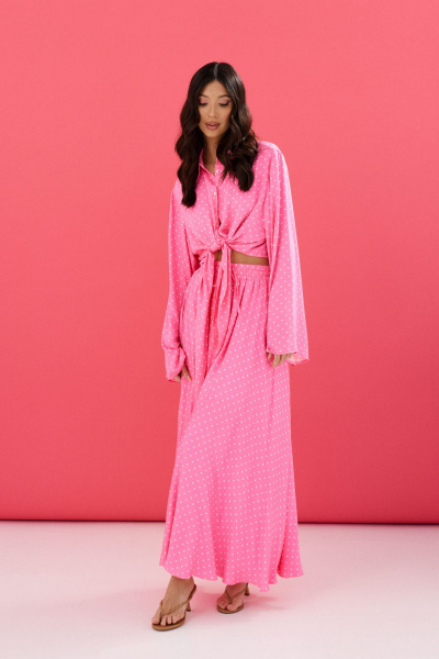 Комплект из рубашки и юбки из текстиля, стиль на каждый день ANNETE A4215 - фото 5