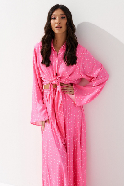 Комплект из рубашки и юбки из текстиля, стиль на каждый день ANNETE A4215 - фото 4