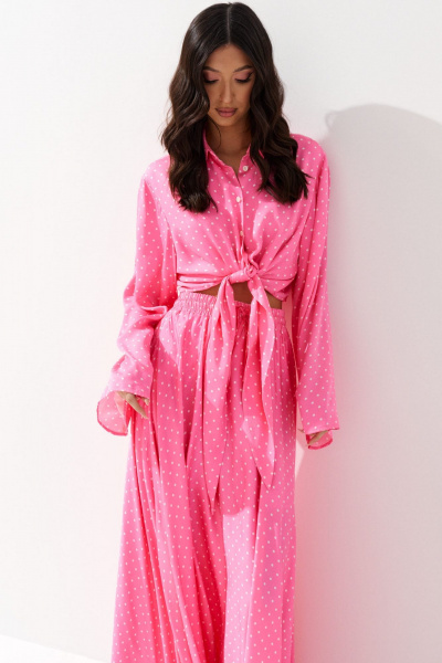 Комплект из рубашки и юбки из текстиля, стиль на каждый день ANNETE A4215 - фото 3