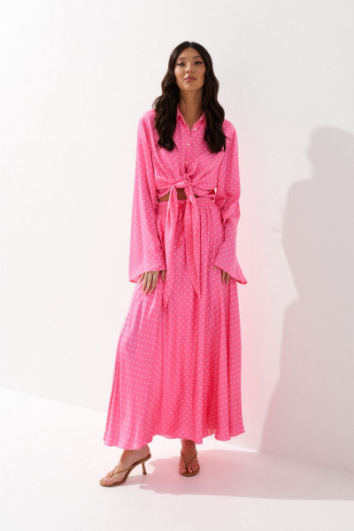 Комплект из рубашки и юбки из текстиля, стиль на каждый день ANNETE A4215 - фото 2