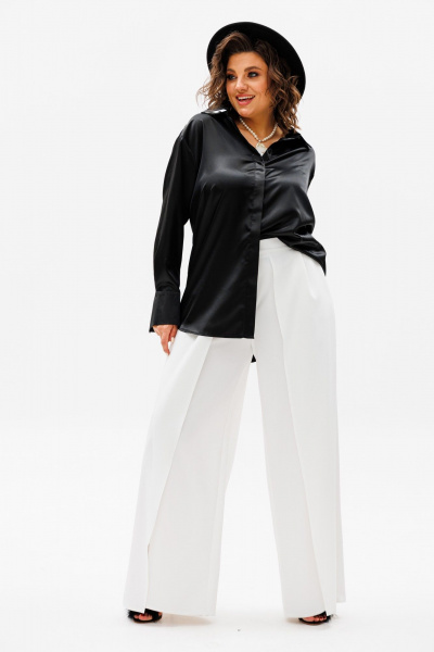 Белые демисезонные брюки с разрезами и высокой посадкой Anelli 1442 белый - фото 6