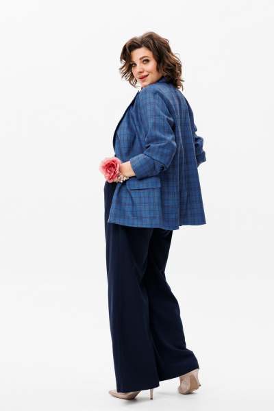 Жакет синий из вискозы с укороченным рукавом Anelli 1417 чайка - фото 6