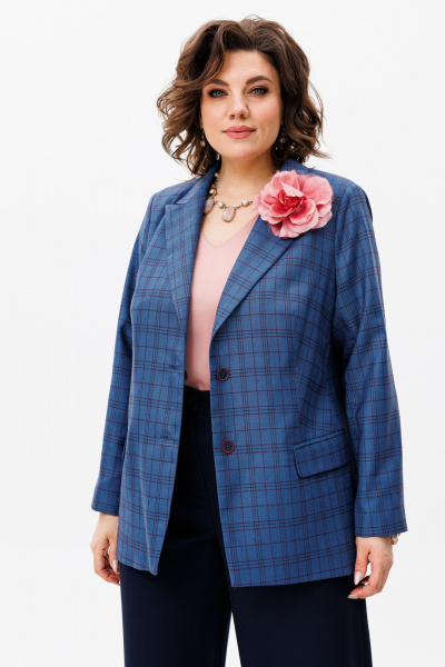 Жакет синий из вискозы с укороченным рукавом Anelli 1417 чайка - фото 2