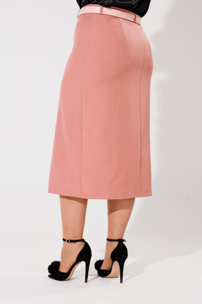 Розовая юбка-карандаш с разрезом и высокой посадкой Anelli 1317 розово-персиковый - фото 5