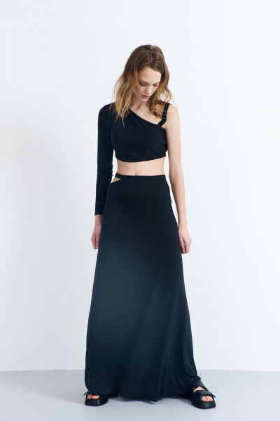 Короткий асимметричный джемпер из трикотажа с пряжкой AG Green G513/9 - фото 3