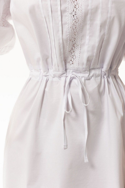 Белое платье с кулисой и коротким рукавом без воротника Golden Valley 4913-1 белый - фото 4