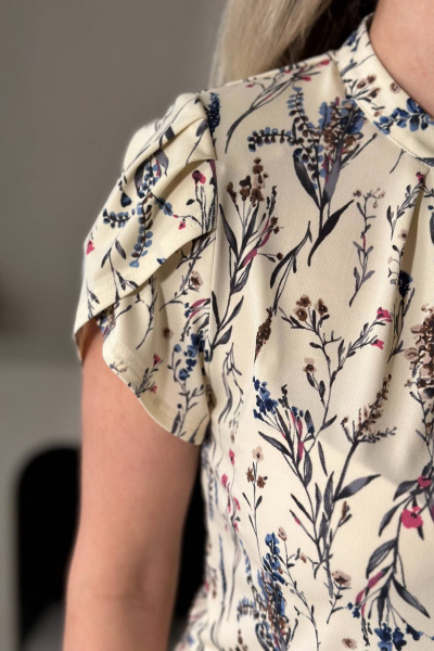 Желтая блуза из масло-вискозы с воротником на завязках LindaLux 1-451 прованс - фото 6