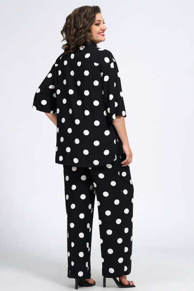 Костюм из блузки и брюк из текстиля для ежедневного стиля Пинск-Стиль 132 черный_белый_горох - фото 8