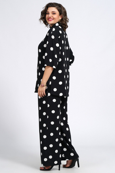 Костюм из блузки и брюк из текстиля для ежедневного стиля Пинск-Стиль 132 черный_белый_горох - фото 7