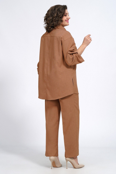 Костюм женский Брюки и Жакет свободные на каждый день Пинск-Стиль 141 коричневый - фото 7