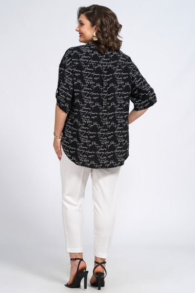 Блуза и Брюки свободный крой с поясом на каждый день Пинск-Стиль 142 черный_белый - фото 9
