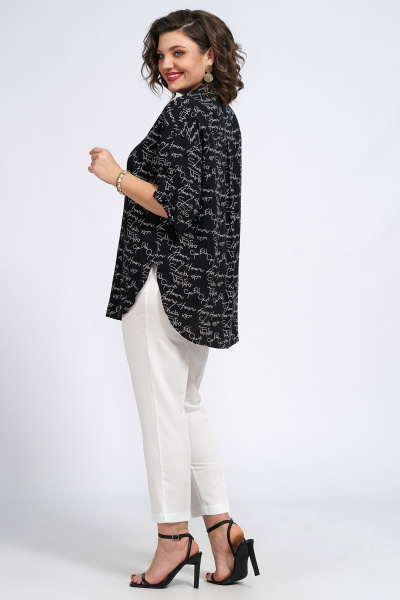 Блуза и Брюки свободный крой с поясом на каждый день Пинск-Стиль 142 черный_белый - фото 8