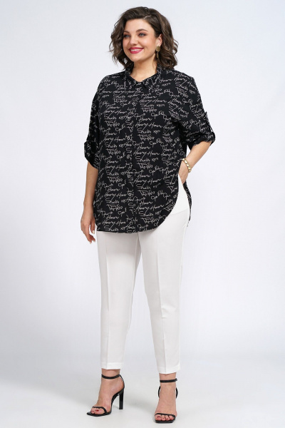 Блуза и Брюки свободный крой с поясом на каждый день Пинск-Стиль 142 черный_белый - фото 7