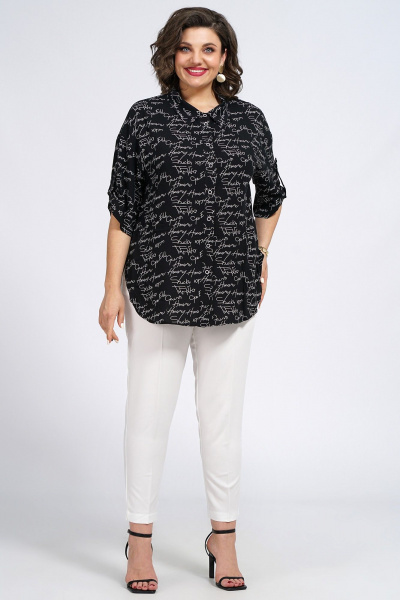 Блуза и Брюки свободный крой с поясом на каждый день Пинск-Стиль 142 черный_белый - фото 6